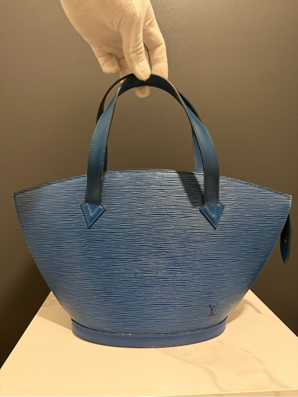 Louis Vuitton Blue Epi Leather Tote with Dual Top Handles